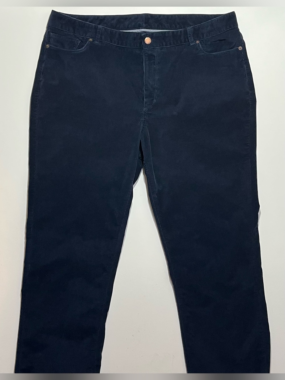 Women’s LL Bean Straight Leg Corduroy Favorite Fit Pants, Size 20 M/T, Navy